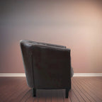 Fauteuil d'appoint, fauteuil tonneau capitonné en similicuir, fauteuil d'appoint moderne du milieu du siècle, fauteuil confortable, fauteuils tonneau