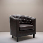 Fauteuil d'appoint, fauteuil tonneau capitonné en similicuir, fauteuil d'appoint moderne du milieu du siècle, fauteuil confortable, fauteuils tonneau