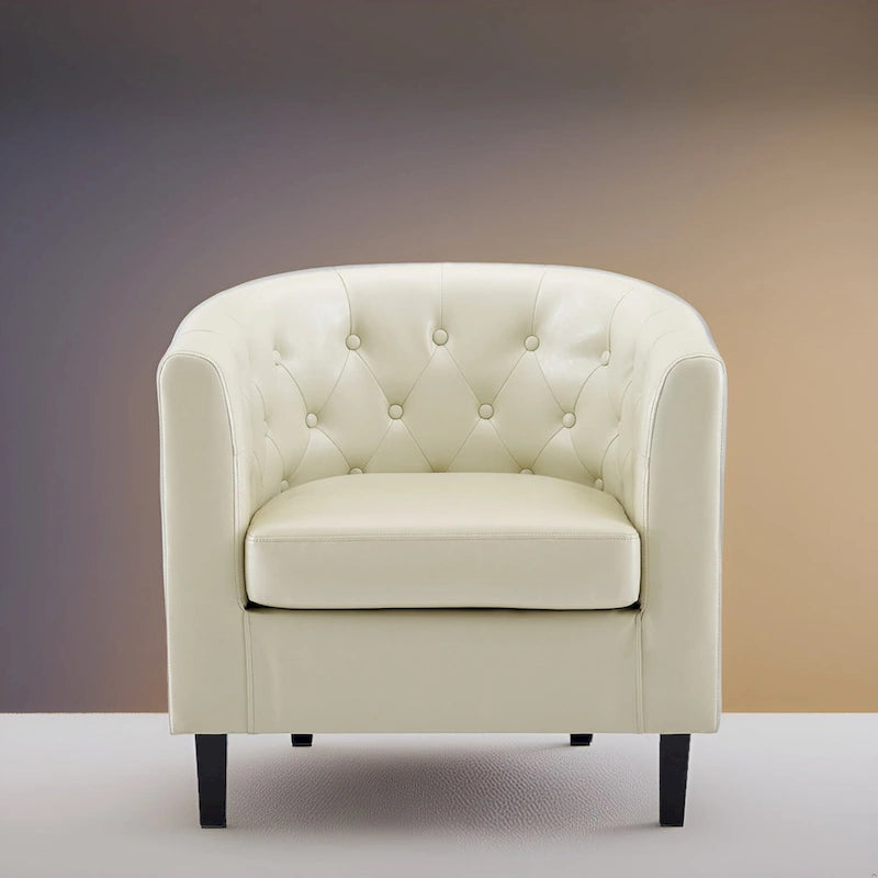 Fauteuil d'appoint, fauteuil tonneau capitonné en similicuir, fauteuil d'appoint moderne du milieu du siècle, fauteuil confortable, fauteuils tonneau