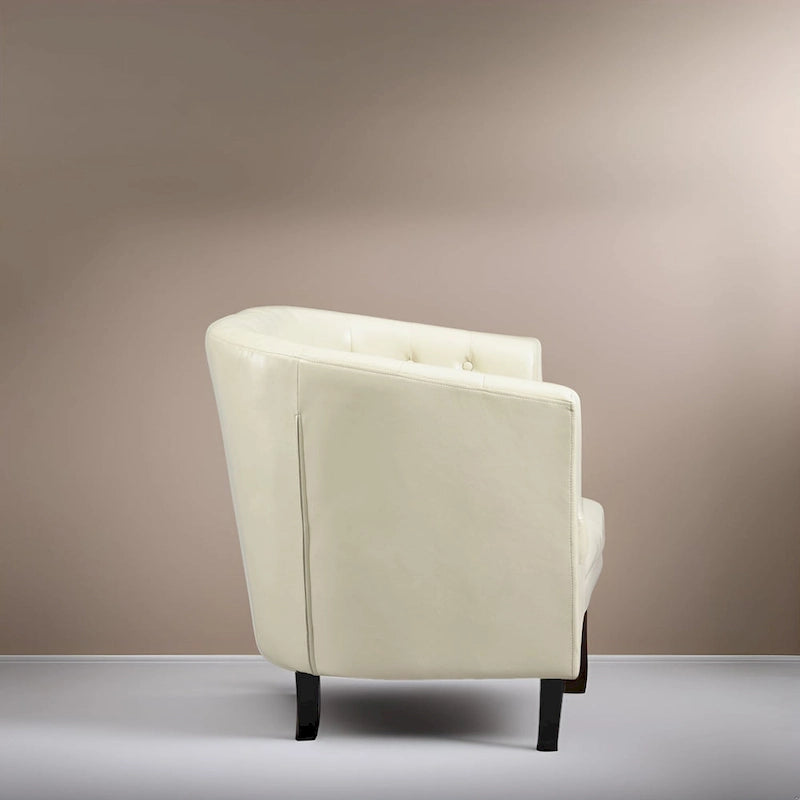 Fauteuil d'appoint, fauteuil tonneau capitonné en similicuir, fauteuil d'appoint moderne du milieu du siècle, fauteuil confortable, fauteuils tonneau