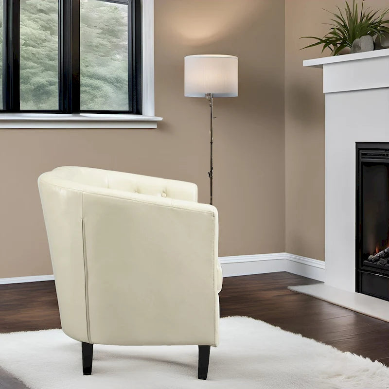 Fauteuil d'appoint, fauteuil tonneau capitonné en similicuir, fauteuil d'appoint moderne du milieu du siècle, fauteuil confortable, fauteuils tonneau