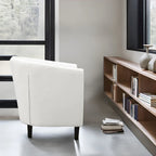 Fauteuil d'appoint, fauteuil tonneau capitonné en similicuir, fauteuil d'appoint moderne du milieu du siècle, fauteuil confortable, fauteuils tonneau