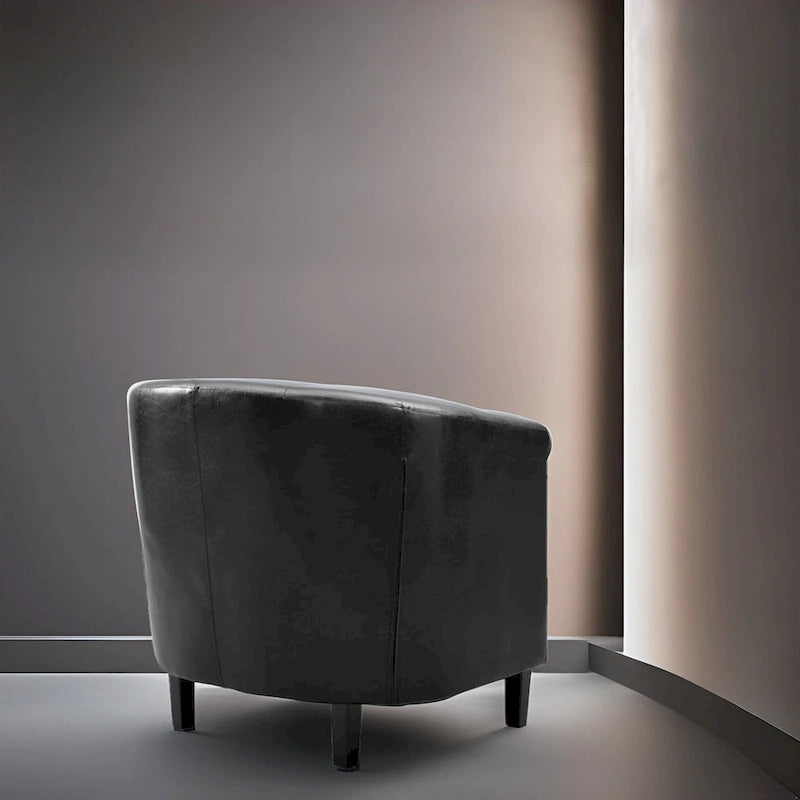 Fauteuil d'appoint, fauteuil tonneau capitonné en similicuir, fauteuil d'appoint moderne du milieu du siècle, fauteuil confortable, fauteuils tonneau