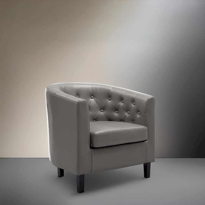 Fauteuil d'appoint, fauteuil tonneau capitonné en similicuir, fauteuil d'appoint moderne du milieu du siècle, fauteuil confortable, fauteuils tonneau