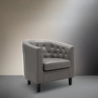 Fauteuil d'appoint, fauteuil tonneau capitonné en similicuir, fauteuil d'appoint moderne du milieu du siècle, fauteuil confortable, fauteuils tonneau