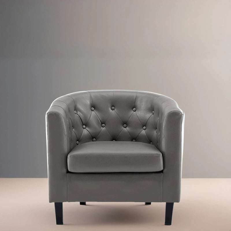 Fauteuil d'appoint, fauteuil tonneau capitonné en similicuir, fauteuil d'appoint moderne du milieu du siècle, fauteuil confortable, fauteuils tonneau