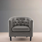 Fauteuil d'appoint, fauteuil tonneau capitonné en similicuir, fauteuil d'appoint moderne du milieu du siècle, fauteuil confortable, fauteuils tonneau