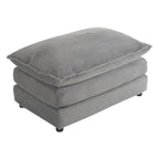 Canapé d'angle avec pouf amovible, en velours côtelé, en forme de L, à assise profonde, avec coussins lombaires et poches latérales.