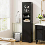 Armoire de salle de bain autoportante Costway 67 pouces (170 cm) avec rangement intégré et 5 compartiments - Voir les détails