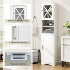 Armoire de salle de bain autoportante Costway 67 pouces (170 cm) avec rangement intégré et 5 compartiments - Voir les détails