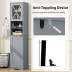 Armoire de salle de bain autoportante Costway 67 pouces (170 cm) avec rangement intégré et 5 compartiments - Voir les détails