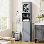 Armoire de salle de bain autoportante Costway 67 pouces (170 cm) avec rangement intégré et 5 compartiments - Voir les détails