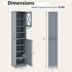 Armoire de salle de bain autoportante Costway 67 pouces (170 cm) avec rangement intégré et 5 compartiments - Voir les détails