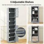 Armoire de salle de bain autoportante Costway 67 pouces (170 cm) avec rangement intégré et 5 compartiments - Voir les détails