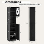 Armoire de salle de bain autoportante Costway 67 pouces (170 cm) avec rangement intégré et 5 compartiments - Voir les détails