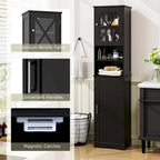 Armoire de salle de bain autoportante Costway 67 pouces (170 cm) avec rangement intégré et 5 compartiments - Voir les détails