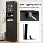 Armoire de salle de bain autoportante Costway 67 pouces (170 cm) avec rangement intégré et 5 compartiments - Voir les détails