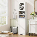 Armoire de salle de bain autoportante Costway 67 pouces (170 cm) avec rangement intégré et 5 compartiments - Voir les détails