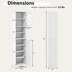 Armoire de salle de bain autoportante Costway 67 pouces (170 cm) avec rangement intégré et 5 compartiments - Voir les détails