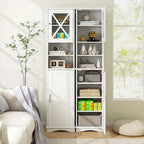 Armoire de salle de bain autoportante Costway 67 pouces (170 cm) avec rangement intégré et 5 compartiments - Voir les détails