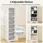 Armoire de salle de bain autoportante Costway 67 pouces (170 cm) avec rangement intégré et 5 compartiments - Voir les détails