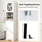 Armoire de salle de bain autoportante Costway 67 pouces (170 cm) avec rangement intégré et 5 compartiments - Voir les détails