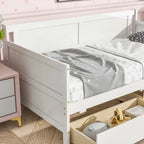 Lit de jour simple en pin avec cadre de canapé-lit et 2 tiroirs de rangement