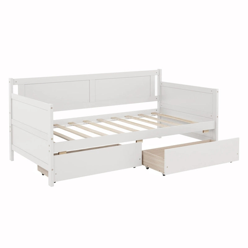 Lit de jour simple en pin avec cadre de canapé-lit et 2 tiroirs de rangement