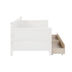 Lit de jour simple en pin avec cadre de canapé-lit et 2 tiroirs de rangement