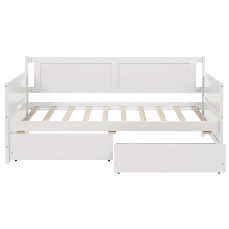 Lit de jour simple en pin avec cadre de canapé-lit et 2 tiroirs de rangement
