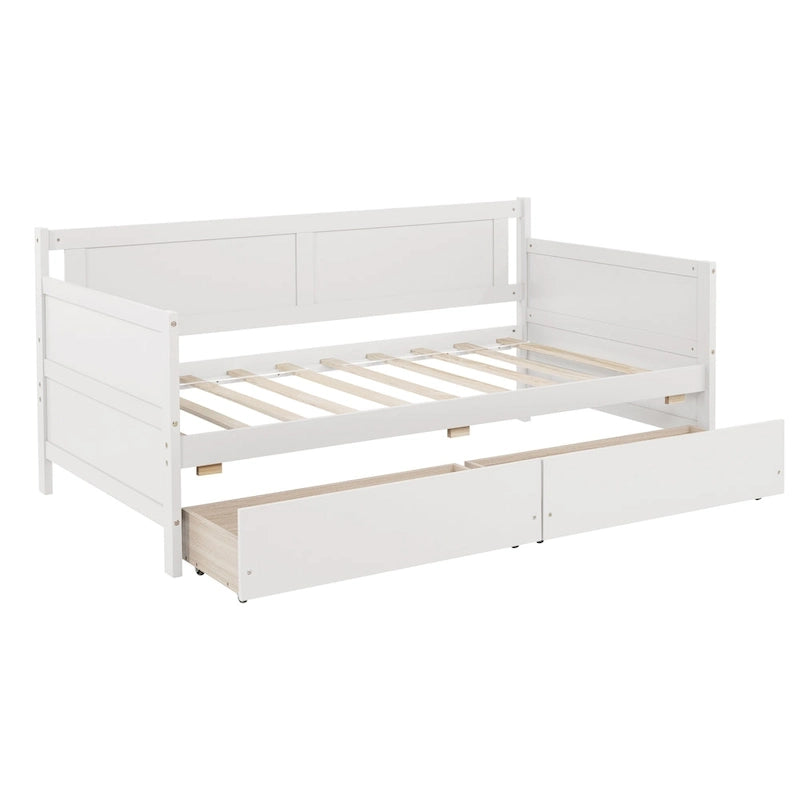 Lit de jour simple en pin avec cadre de canapé-lit et 2 tiroirs de rangement