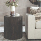 Table d'appoint tambour à plateau miroir - 25 - Noir