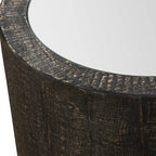 Table d'appoint tambour à plateau miroir - 25 - Noir