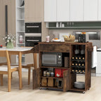 Chariot de cuisine Gymax avec abattant et étagère pour micro-ondes avec prise électrique