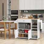 Chariot de cuisine Gymax avec abattant et étagère pour micro-ondes avec prise électrique