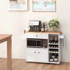Chariot de cuisine Gymax avec abattant et étagère pour micro-ondes avec prise électrique