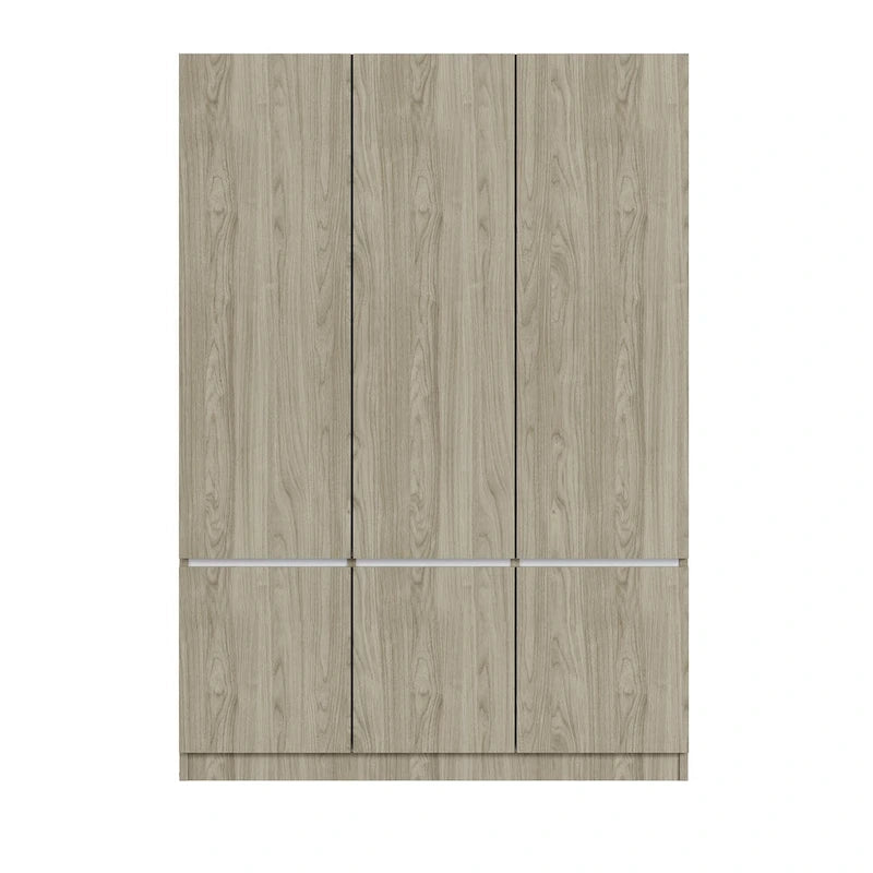Armoire-penderie autoportante pour chambre à coucher avec tringle à vêtements, armoire en bois à 6 portes
