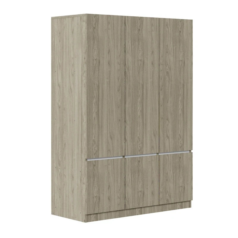 Armoire-penderie autoportante pour chambre à coucher avec tringle à vêtements, armoire en bois à 6 portes