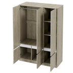Armoire-penderie autoportante pour chambre à coucher avec tringle à vêtements, armoire en bois à 6 portes