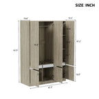 Armoire-penderie autoportante pour chambre à coucher avec tringle à vêtements, armoire en bois à 6 portes