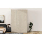 Armoire-penderie autoportante pour chambre à coucher avec tringle à vêtements, armoire en bois à 6 portes