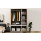 Armoire-penderie autoportante pour chambre à coucher avec tringle à vêtements, armoire en bois à 6 portes