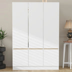 Armoire-penderie autoportante pour chambre à coucher avec tringle à vêtements, armoire en bois à 6 portes