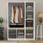 Armoire-penderie autoportante pour chambre à coucher avec tringle à vêtements, armoire en bois à 6 portes