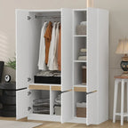 Armoire-penderie autoportante pour chambre à coucher avec tringle à vêtements, armoire en bois à 6 portes