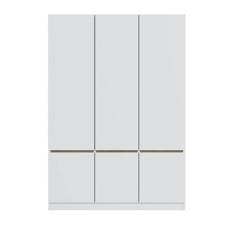 Armoire-penderie autoportante pour chambre à coucher avec tringle à vêtements, armoire en bois à 6 portes