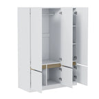 Armoire-penderie autoportante pour chambre à coucher avec tringle à vêtements, armoire en bois à 6 portes