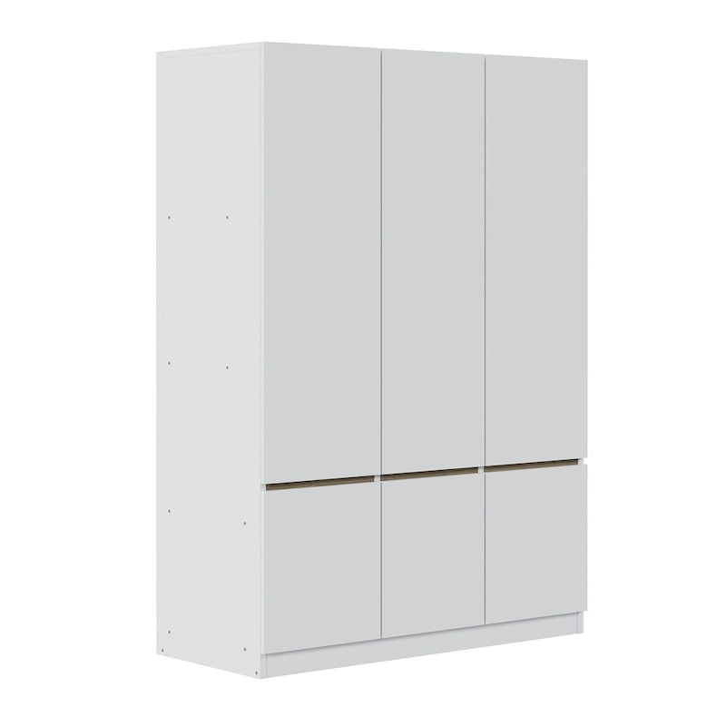 Armoire-penderie autoportante pour chambre à coucher avec tringle à vêtements, armoire en bois à 6 portes