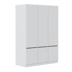 Armoire-penderie autoportante pour chambre à coucher avec tringle à vêtements, armoire en bois à 6 portes