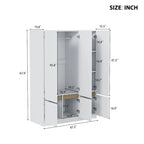 Armoire-penderie autoportante pour chambre à coucher avec tringle à vêtements, armoire en bois à 6 portes